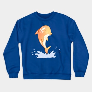 Orange Dolphin - Cute Onesie Designs - Onesies for babies Crewneck Sweatshirt